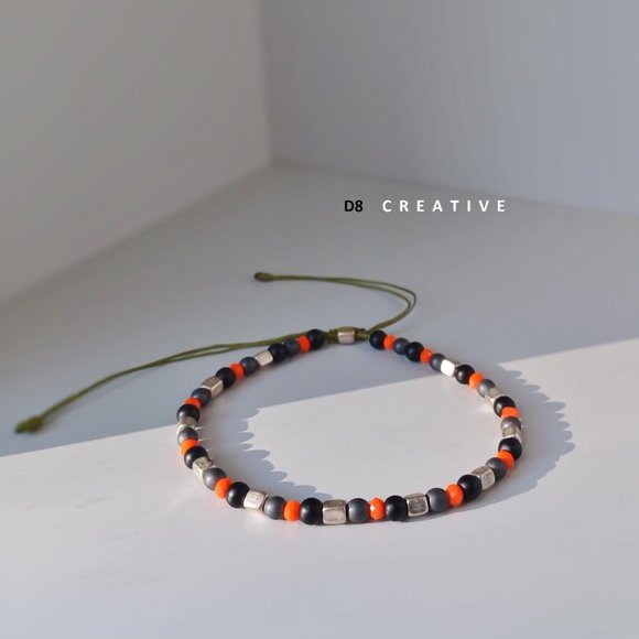 New men's jasper & sterling silver & Orange hand woven 3 pieces set bracelets - Picture 6 of 9